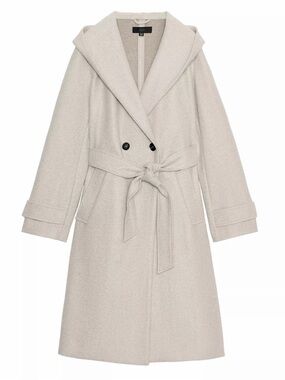 Zara Cream Double-Breasted Wool-Blend Trench Coat